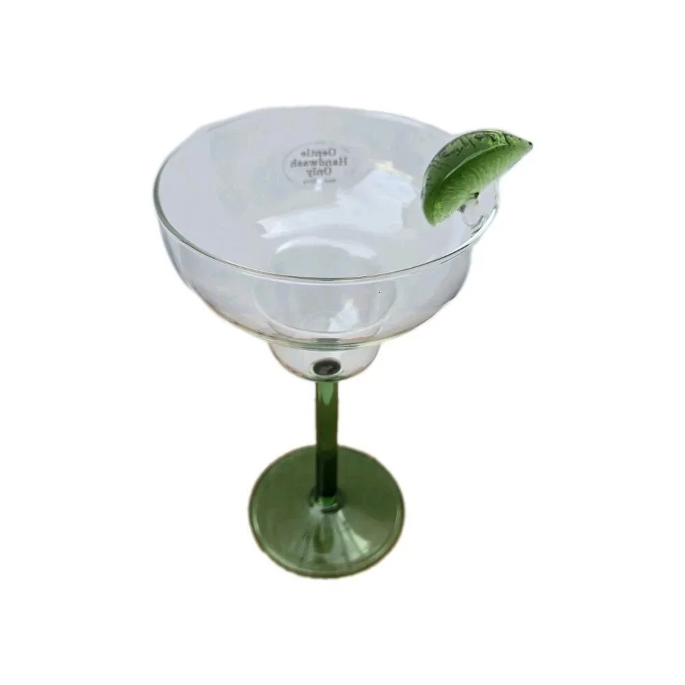 New 3D Lime Green Stemmed Margarita Party BBQ Gift Beverage Glass